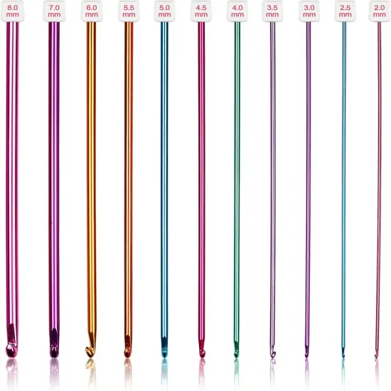 11pcs Tunisian Multicolor Afghan Crochet Needles {1}