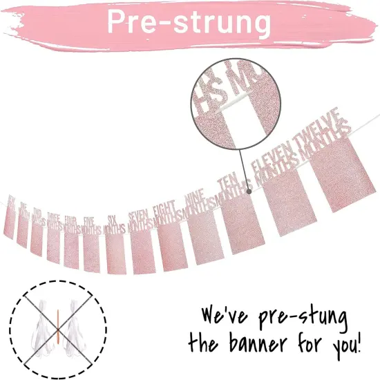 1st Birthday Photo Banner for Baby from Newborn to 12 Months, 1st Birthday Decorations {2}