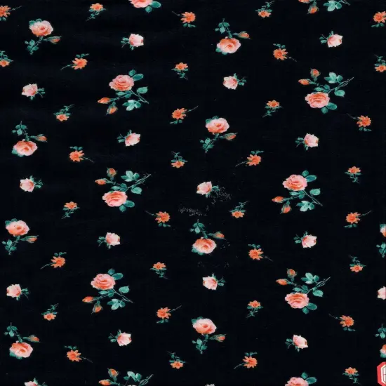 1 Yard 100% Polyester CEY Ditsy Floral Print Fabric, 58/59" Wide BLACK NEW {1}