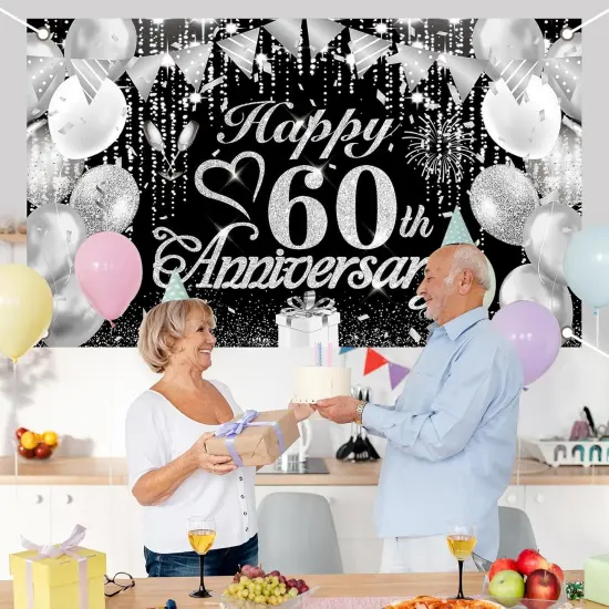60th Anniversary Decorations - Black and Silver {3}