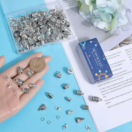 1 Box 230Pcs Cord Lobster Clasps Tibetan Antique Silver for Jewelry Making Kit {3}