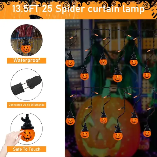 7FT LED Pumpkin Curtain Lights {3}