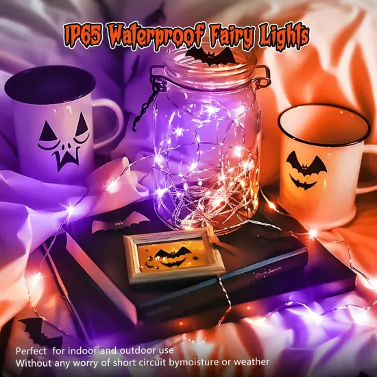 12 Pack Purple Orange Fairy Lights Battery {2}