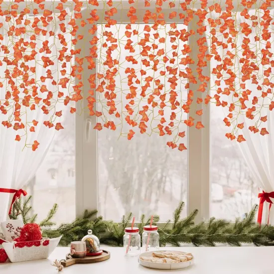 24 Pack Fake Fall Hanging Vines Artificial Fall Ivy Garland(Orange) {3}