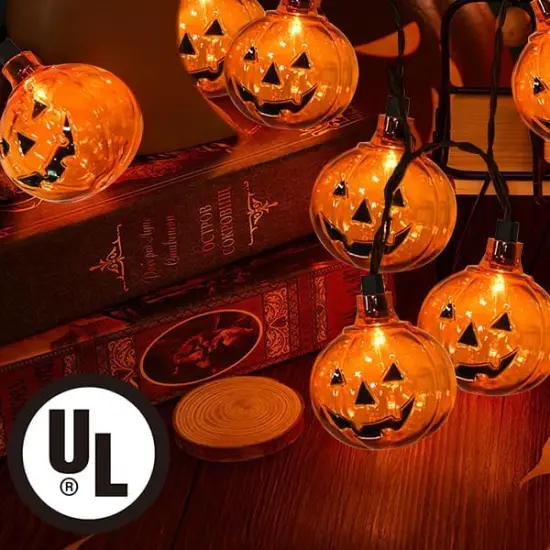 8.5FT LED Halloween Pumpkin String Lights - Jack O Lantern-Clear {4}
