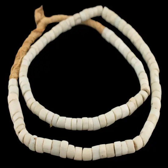 The Bead Chest White Goomba Beads 8mm Nigeria African Cylinder Glass Large Hole 24 Inch Strand Handmade {3}