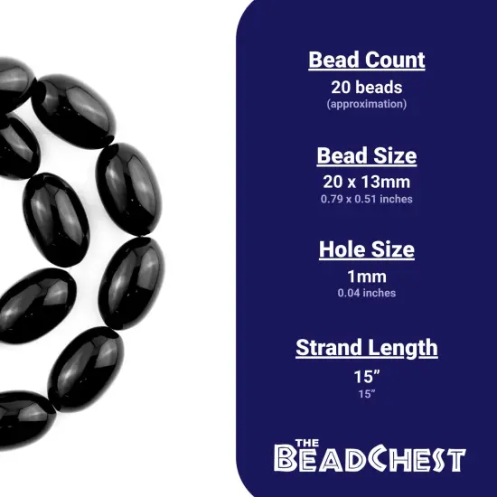 The Bead Chest Oval Onyx Beads (20x13mm) {4}