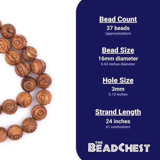 The Bead Chest Carved Olive Wood Beads from Bethlehem (16mm) {5}