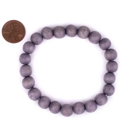 The Bead Chest Wood Stretch Bracelet, Grey - Stackable Beaded Jewelry, Unisex for Men & Women {2}