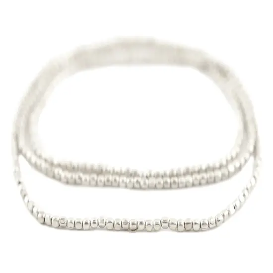 The Bead Chest Tiny Silver Rounded Rectangle Beads 2mm Cube White Metal 25 Inch Strand {3}