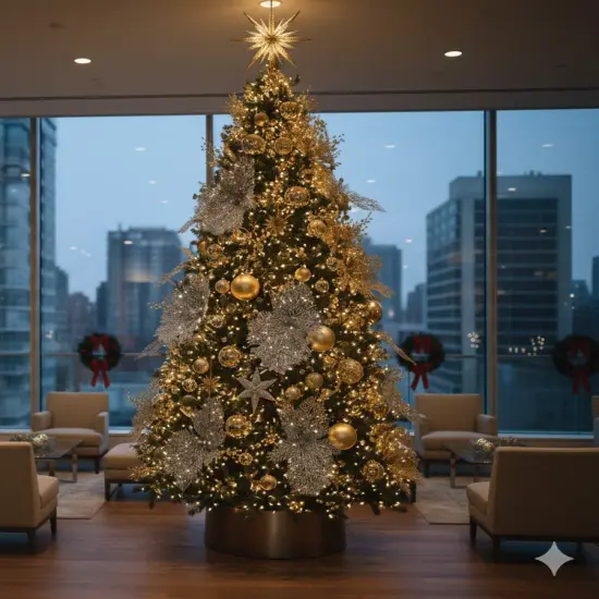 25-Inch Silver Glitter Mesh Leaf, 12 Pieces Christmas Accent, Perfect for Trees, Wreaths, Garland Displays {3}