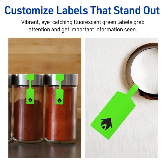 Avery Neon Green Paper Labels, 0.5" x 2.5" Barbell {3}