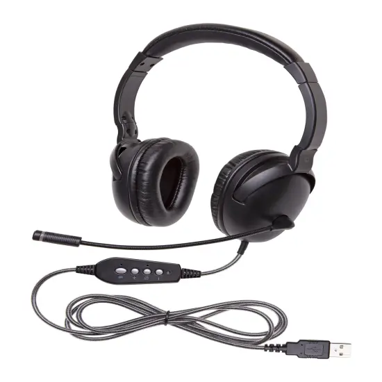Califone NeoTech Plus 1017MUSB Premium, Over-Ear Stereo Headset with Gooseneck Microphone, USB Plug, Black {4}