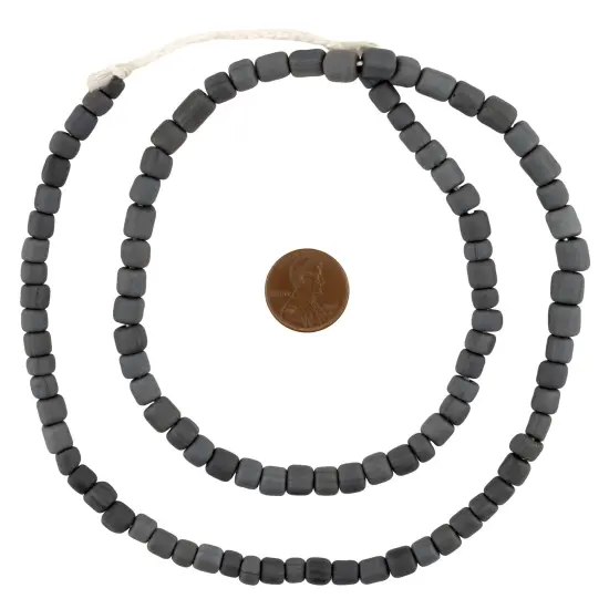 The Bead Chest Dark Grey Java Glass Beads 6-8mm Indonesia Cylinder 26 Inch Strand {2}