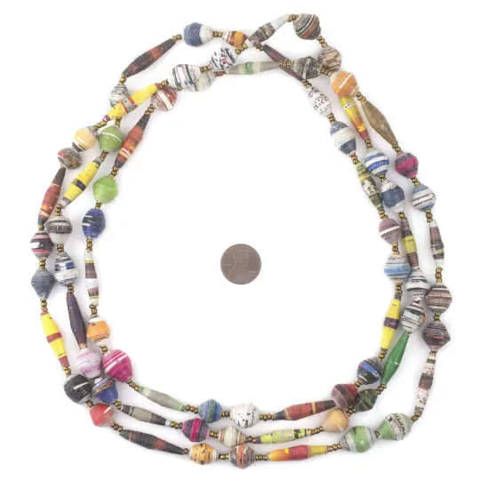 The Bead Chest Recycled Paper Bead Necklace from Uganda - Fair Trade African Jewelry (Elongated) {2}