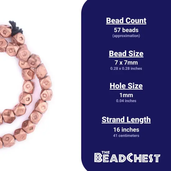 The Bead Chest Copper Tuareg Cornerless Cube Beads (7mm) {4}