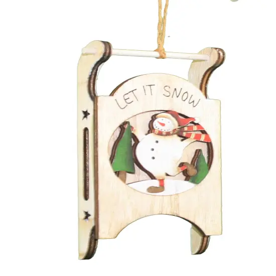 Winter Wonderland Sled Ornament - Snowman {1}