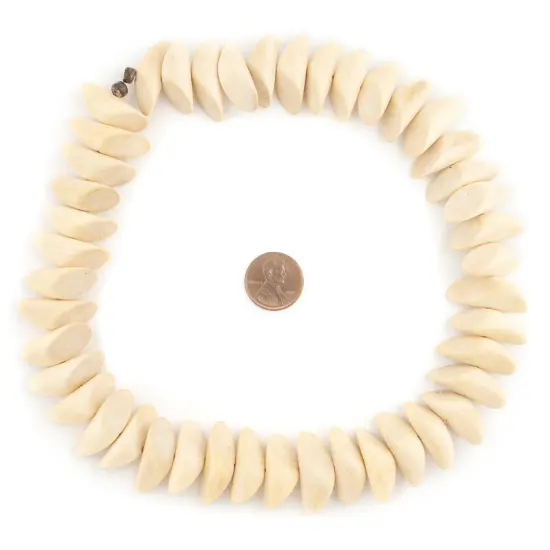 The Bead Chest Cream Twisted Chunk Natural Wood Beads 9x26mm White Unusual 16 Inch Strand {2}