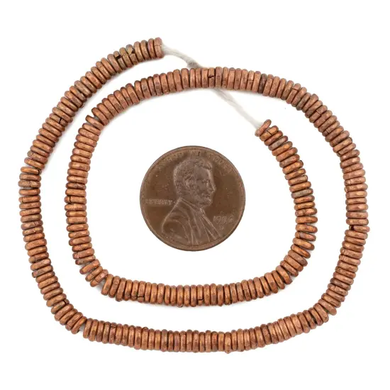 The Bead Chest Kenya Copper Heishi Beads - Full Strand of 3mm African Metal Disk Spacers {2}