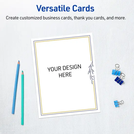 Avery Printable Full-Sheet Cardstock, Gold & Navy Border with Florals, 8.5" x 11", Matte White Full-Sheet Cardstock, Laser/Inkjet, 10ct, Great for Craft Cardstock Paper {6}