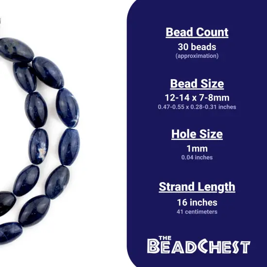The Bead Chest Oval Sodalite Beads (12x8mm) {4}