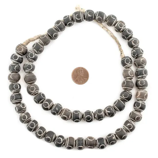 The Bead Chest Black Terracotta Round Mali Clay Beads (12mm) {2}