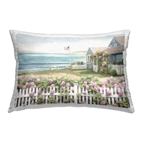 Coastal Bay Cottage Outdoor Printed Pillow Design by Amber Sterling, 14 x 7 x 20 {1}