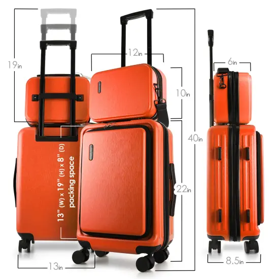 TravelArim 20 Inch Carry On Luggage with Luggage Scale Orange {6}