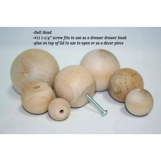Kitcheniva 25 Pcs Wood Ball Knobs Doll Heads Furniture Knobs Crafting {3}