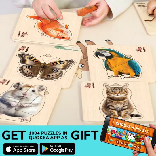 6 Set Realistic Wooden Puzzles for Toddlers | Animals {6}