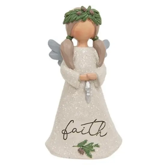Faith Winter Greenery Resin Angel {1}