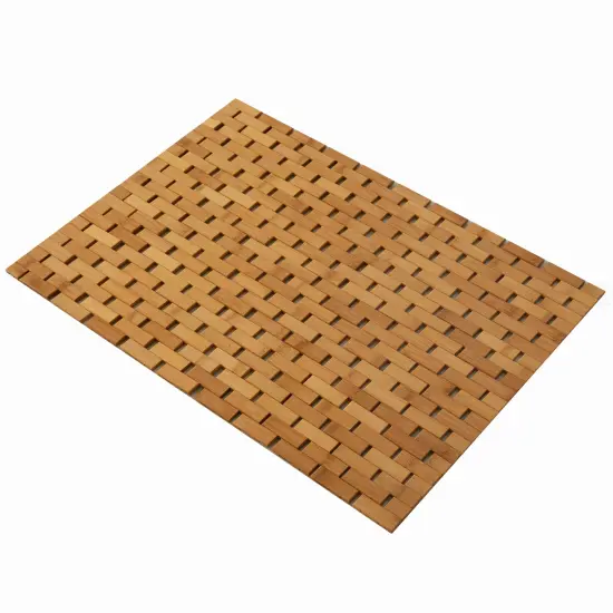 Basicwise Foldable Bamboo Bathroom Mat - Non-Slip Design for Showers, Bathtubs, Spas, and Pools - Providing Comfort, Quick Drying, and a Practical Accessory and Decorative Element for Your Home {8}