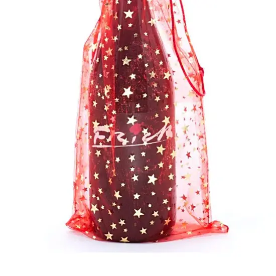 Star Pattern Organza Wine Bags 6.5" x 15" Luxury Gift Wrap {4}