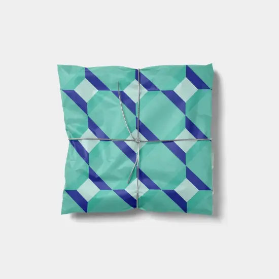 Blue & Aqua 3D Block Gift Wrap {1}