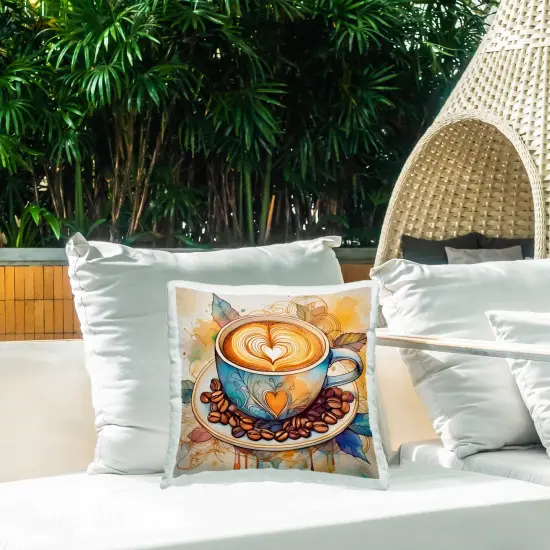 Modern Caf&eacute; Latte Outdoor Printed Pillow Design by Alina Georgescu, 18 x 7 x 18 {2}