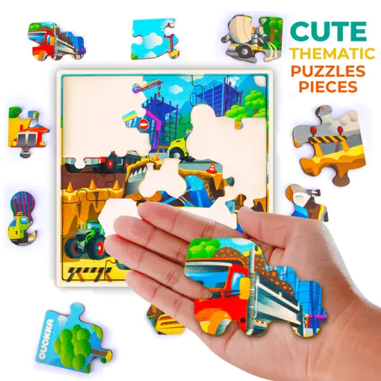 28 Pieces Wooden Puzzles for Kids | Transport {4}