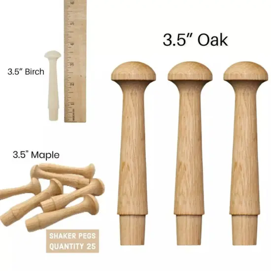 Kitcheniva 25 Pcs 3.5" Shaker Pegs Oak Birch Maple Wood Wall Hanger Wall Mount Crafts DIY {1}