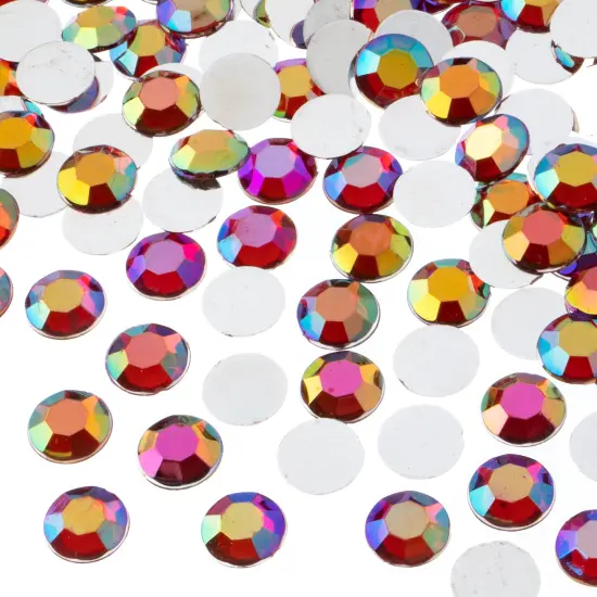 John Bead 10mm (SS45) Round Acrylic Flat Back Rhinestones, 500pcs Red AB {1}