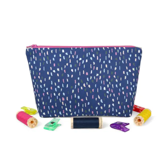 Crosscut Sewing Co.&reg; Zipper Pouch Sewing Project Kit for Beginners with Fabric, Instructions and Video Navy rain {4}