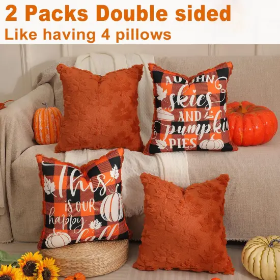 2 Packs Double Sided Throw Pillow Covers Rust Red - 20x20 {4}