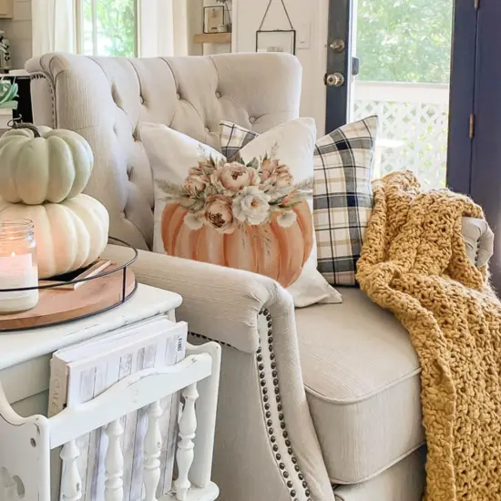 Set of 4 Pumpkin Hello Fall Throw Pillow Covers 20x20 Inch {2}