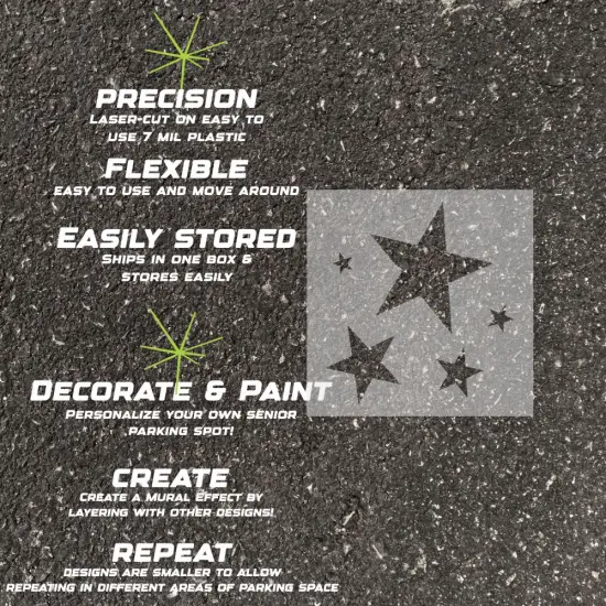 Stars Parking Space Stencil | High School Senior Parking Spot Stencil | Reusable Stencil | Stencil Ease | {3}
