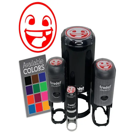 Smiling Face with Missing Tooth Dentist Teeth Self-Inking Rubber Stamp Crafting Sky Blue {7}