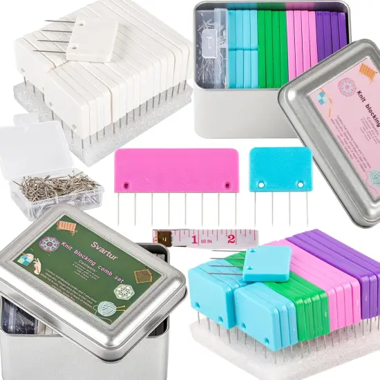 Pack of 2 Knit Blocking Pins, 40 Crochet Knitting Combs & 200 T-Pins {1}