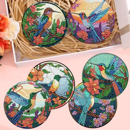 Painting Coasters Kit for Adults Beginners Bird Diamond Art Coasters Crafts Supplies {3}