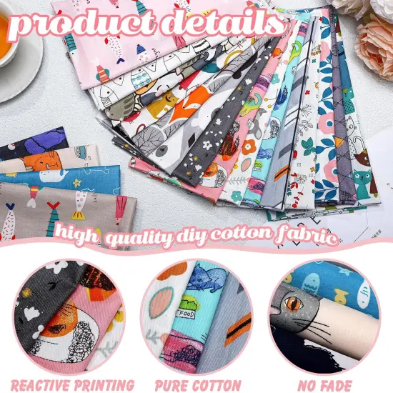 40 Pcs 20 x 20 Inch Cotton Fabric Bundle Square Quilting {5}