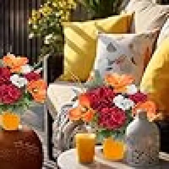 Orange Silk Flowers in Vase Centerpieces {5}