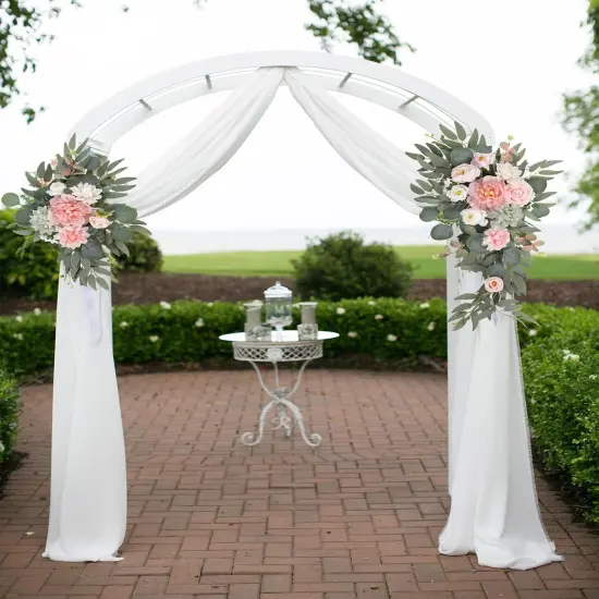Pink Faux Arch Flowers Wedding Welcome Sign Flower {5}