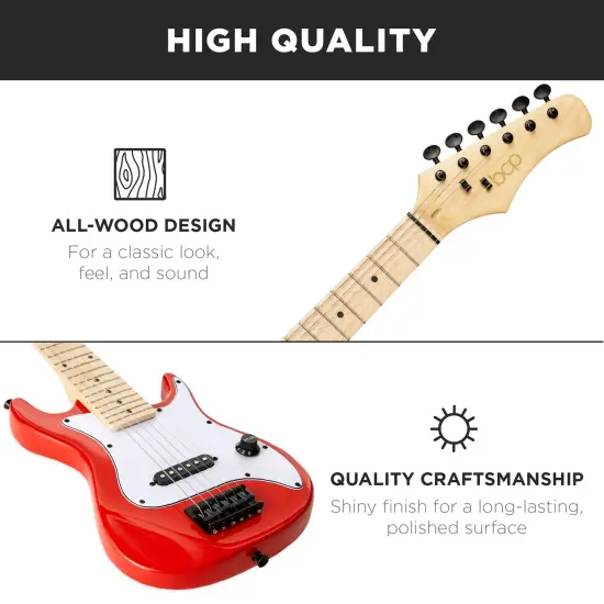 Best Choice Products 30in Kids Electric Guitar Beginner Starter Kit w/ 5W Amplifier, Strap, Case Metallic Red {5}