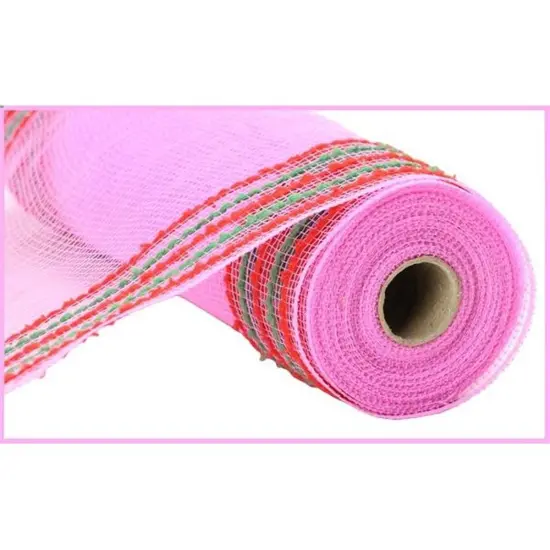 10.25" Drift Border Mesh Ribbon: Pink/Red (10 Yards) {3}